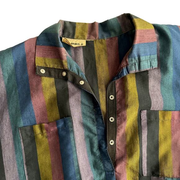 VTG Fritzi You Babes Dolman Jaquard Stripe Jewel Tone Snap Front Midi Dress M - Picture 3 of 10